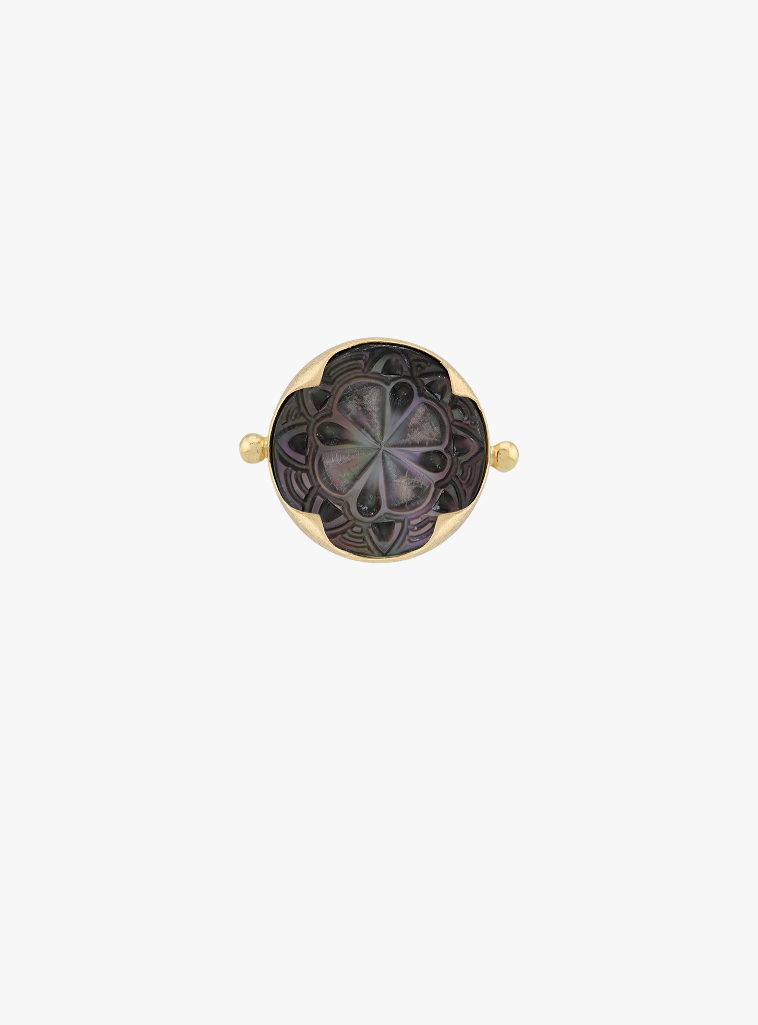 carved black mother of pearl ring 18k gold