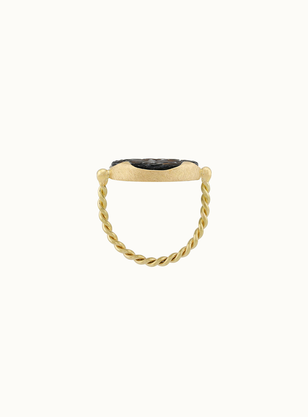 carved black mother of pearl tattoo ring 18k gold
