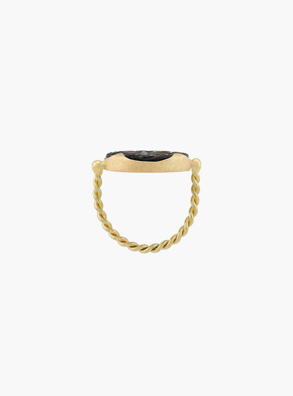 carved black mother of pearl ring 18k gold