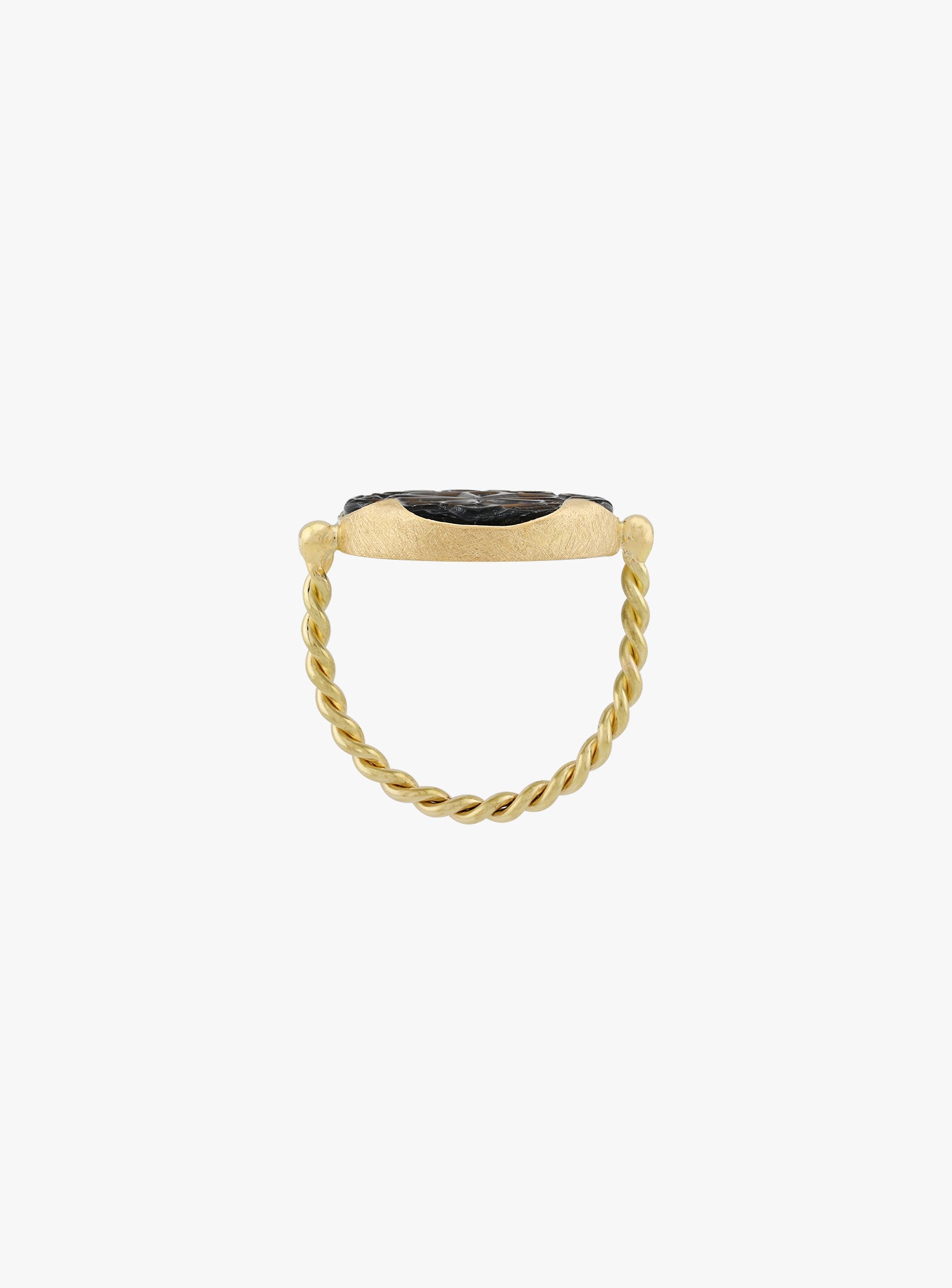 carved black mother of pearl ring 18k gold