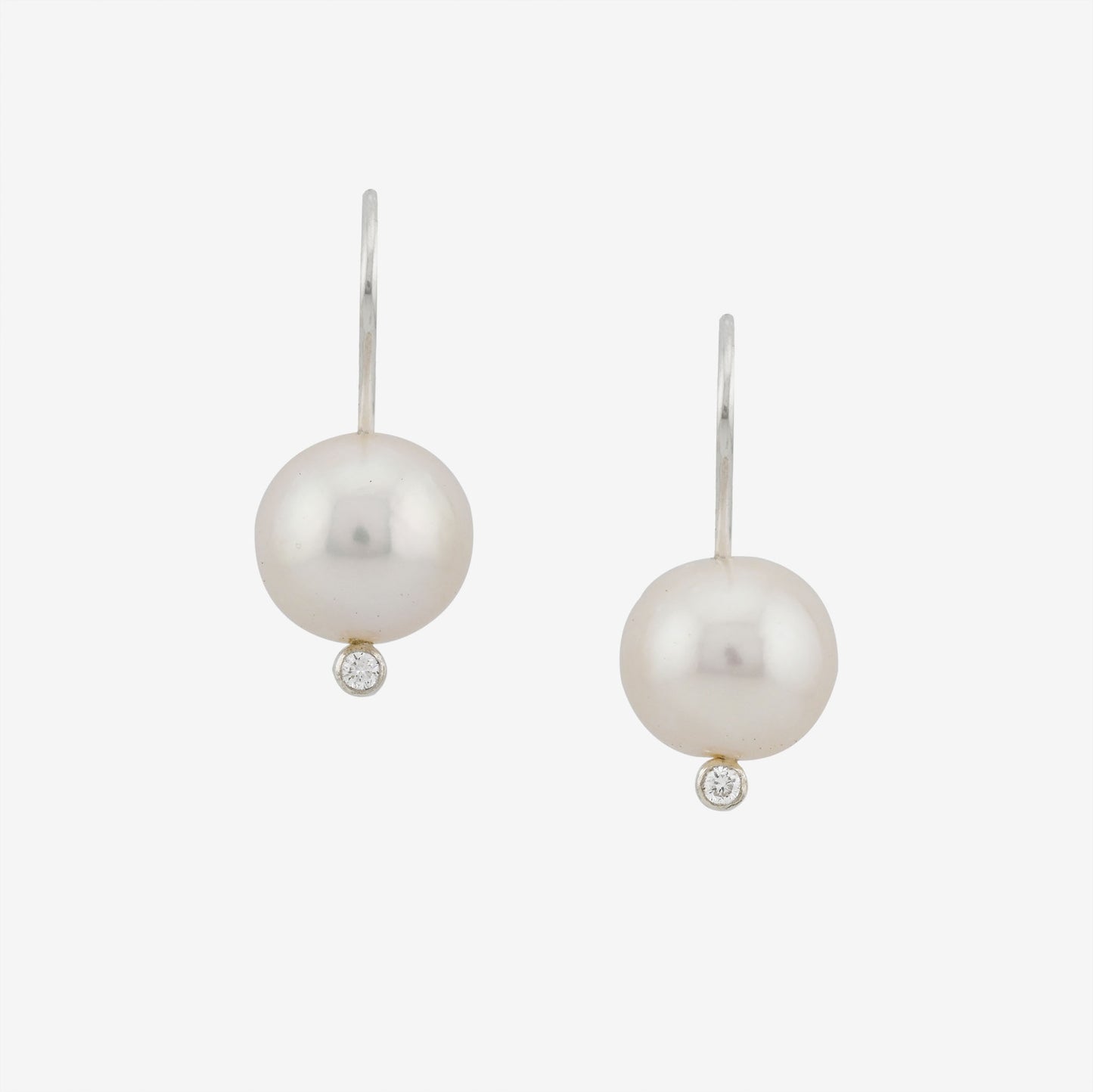 freshwater pearl and lab grown diamond earrings