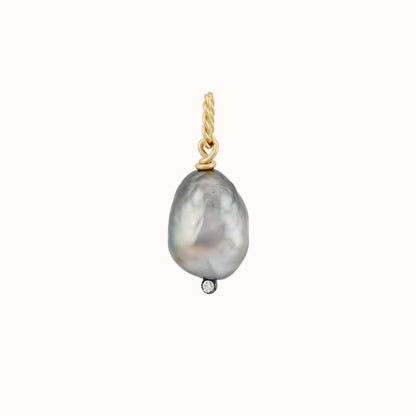 storm skies Tahitian keshi pearl and diamond pendant