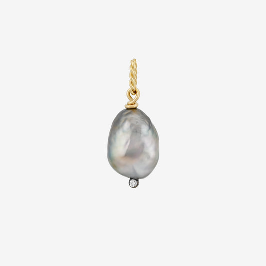 storm skies Tahitian keshi pearl and diamond pendant