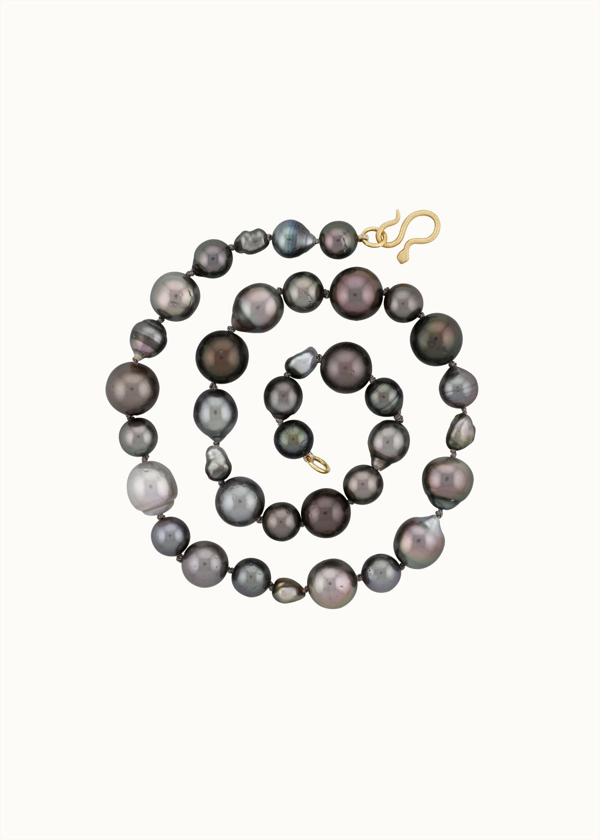 moonlight tahitian pearl choker 18k gold snake clasp