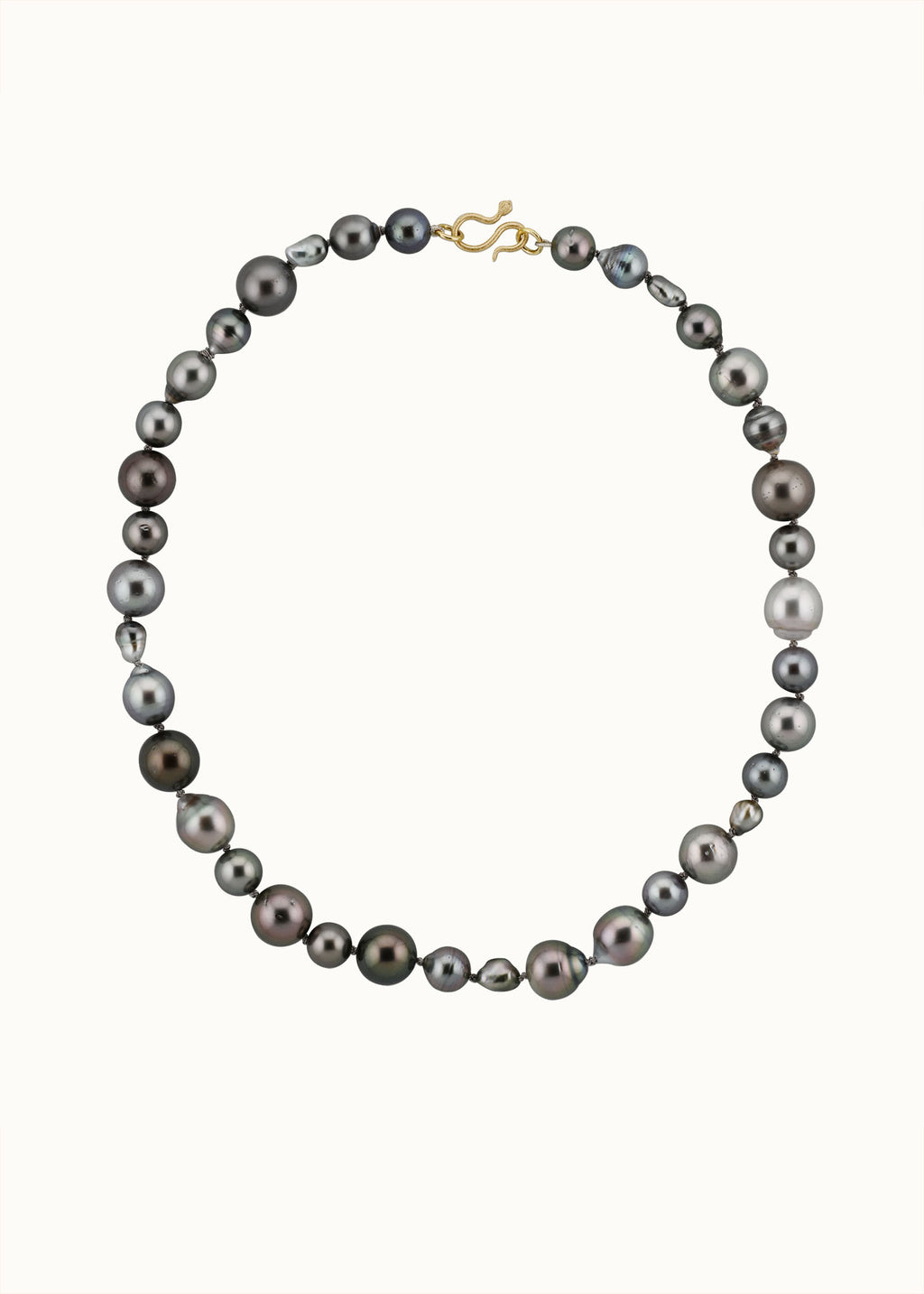 moonlight tahitian pearl choker 18k gold snake clasp