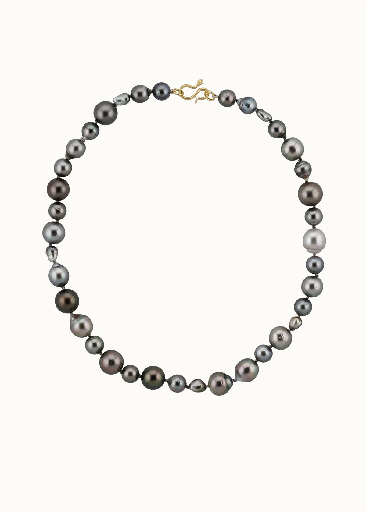 moonlight tahitian pearl choker 18k gold snake clasp