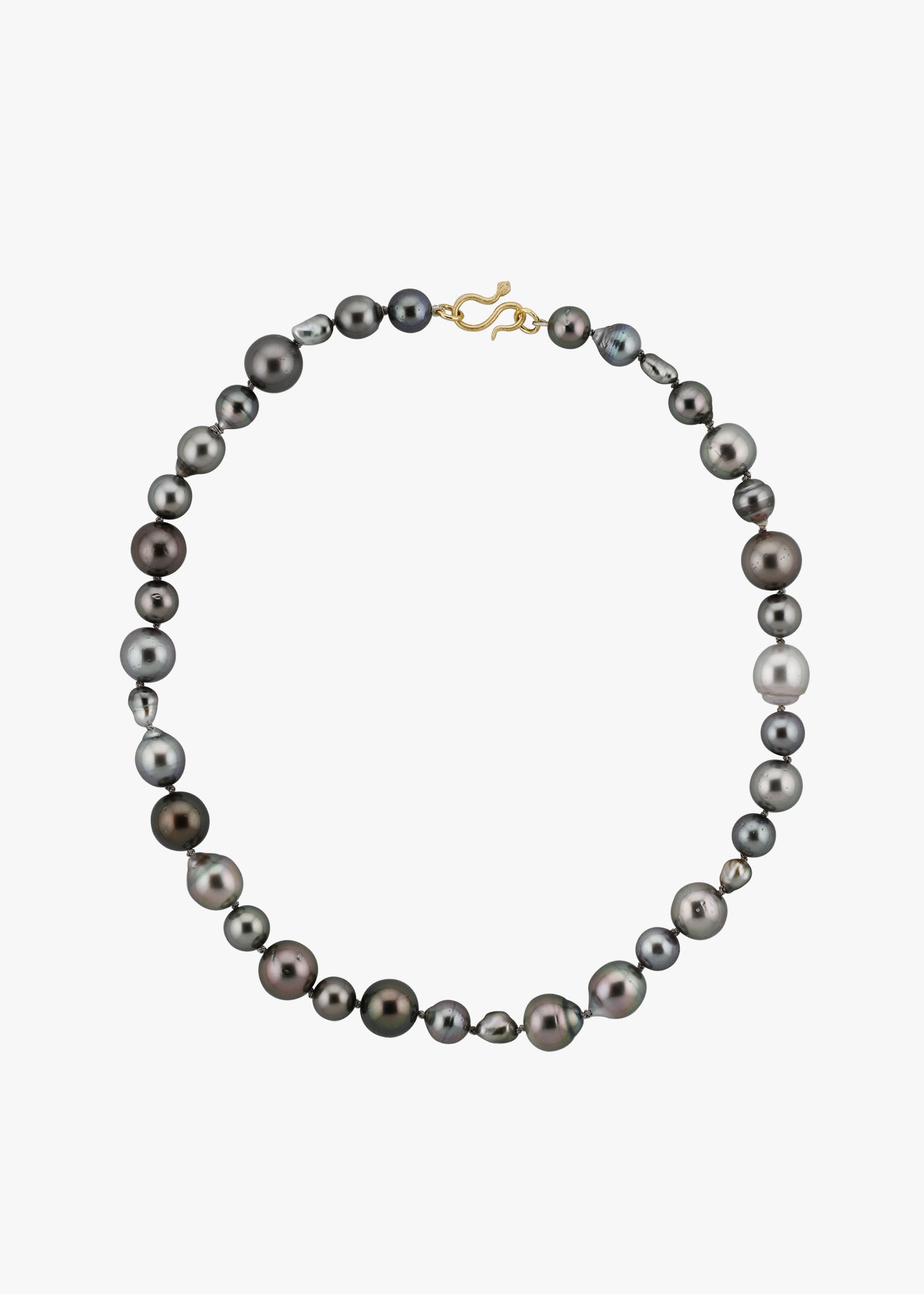 moonlight tahitian pearl choker 18k gold snake clasp