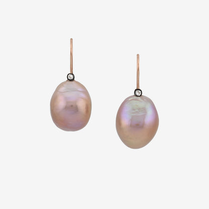 sunset pink freshwater pearl earrings