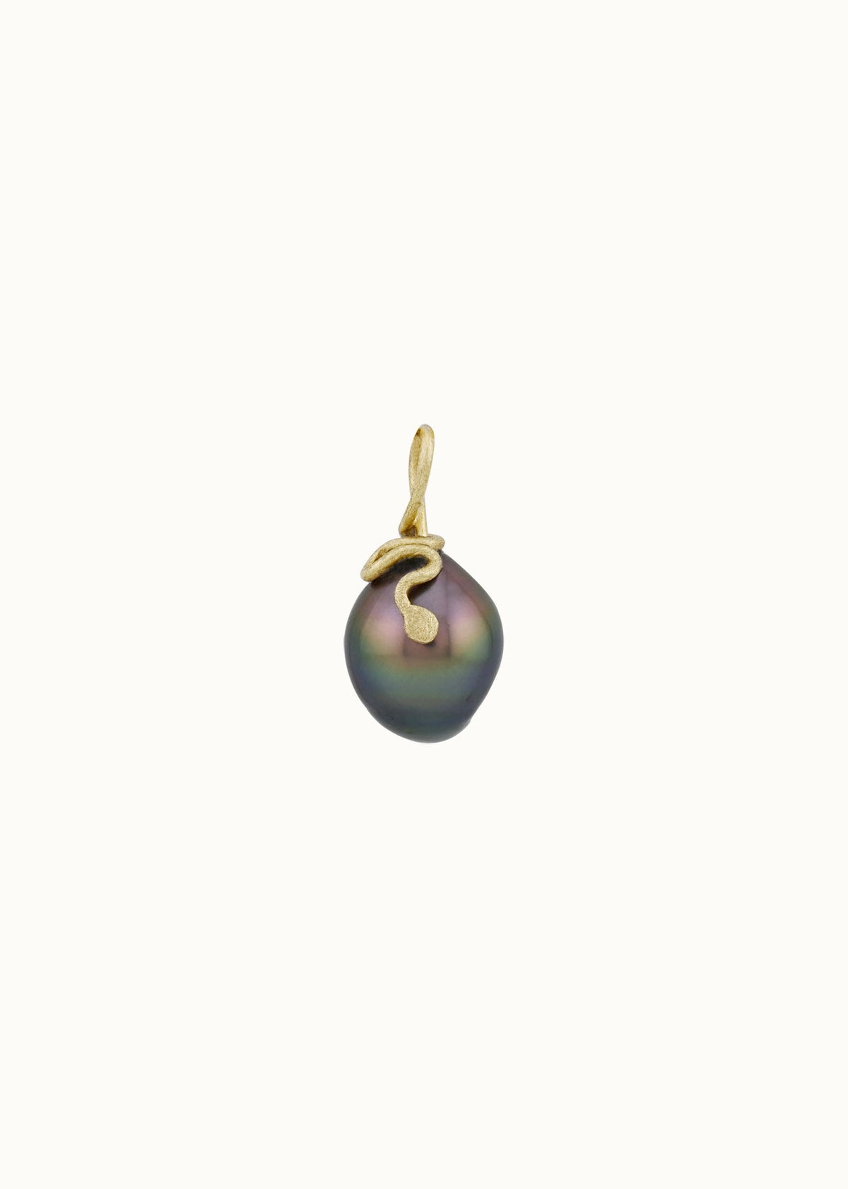 sea snake charm large tahitian pearl 18k gold