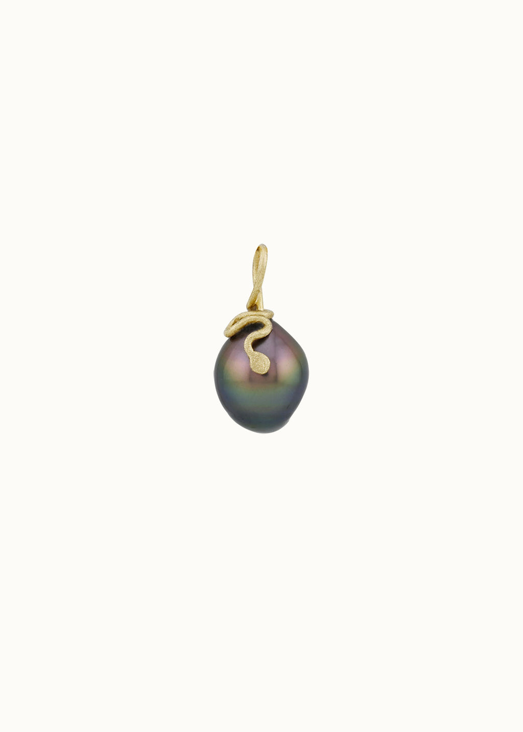 sea snake charm large tahitian pearl 18k gold