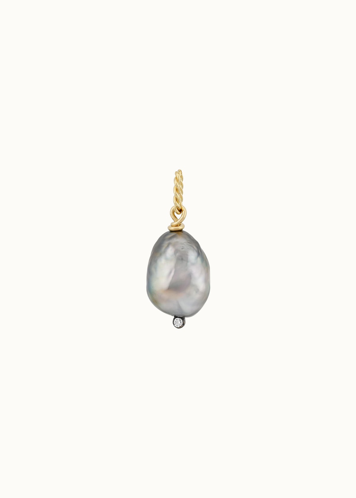 storm skies Tahitian keshi pearl and diamond pendant