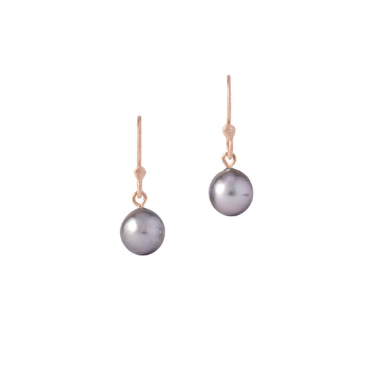 sea snake earrings small drop silver tahitian pearls 9k gold