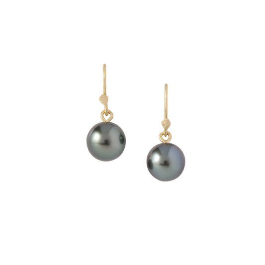 sea snake earrings round tahitian pearls 18k gold